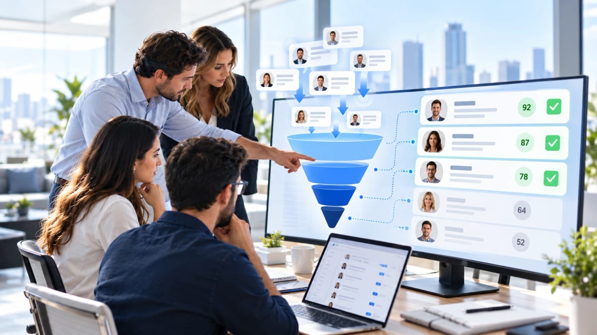 Illustration du tri et de la qualification de prospects dans un parcours commercial