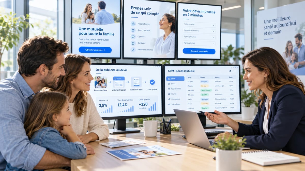 De la publicité au devis : parcours complet et CRM des leads mutuelle