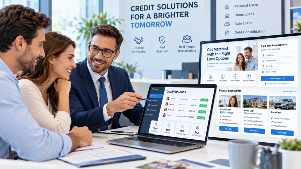 Landing page crédit et tableau des prospects qualifiés