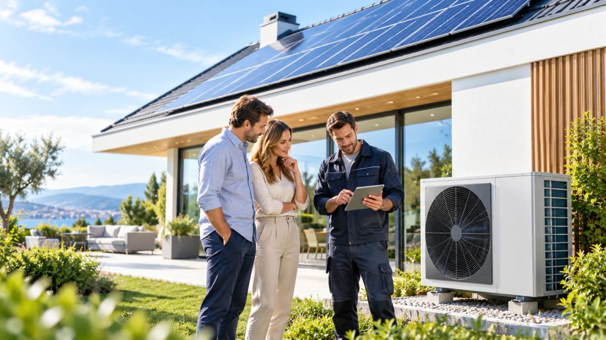Panneaux solaires et pompe à chaleur : visite technique chez un propriétaire
